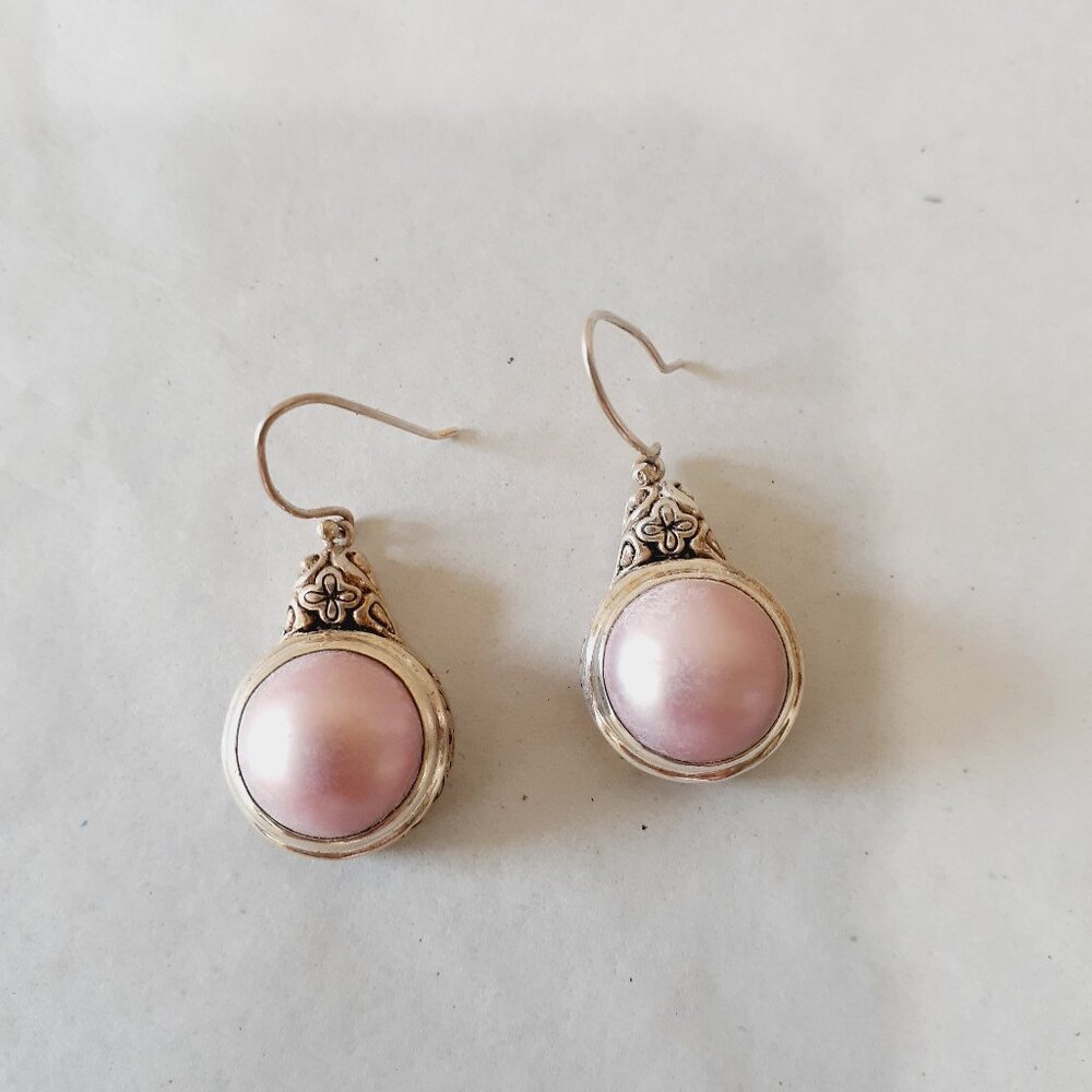 Sterling with Pink Orb Earrings